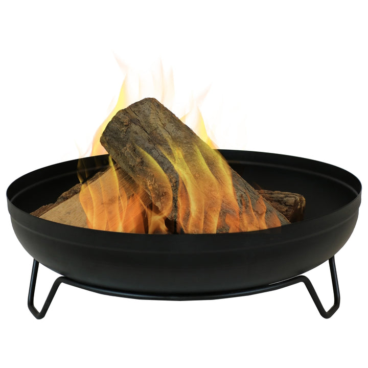 Sunnydaze 23 in Steel Wood-Burning Fire Pit Bowl with Stand - Black Image 1