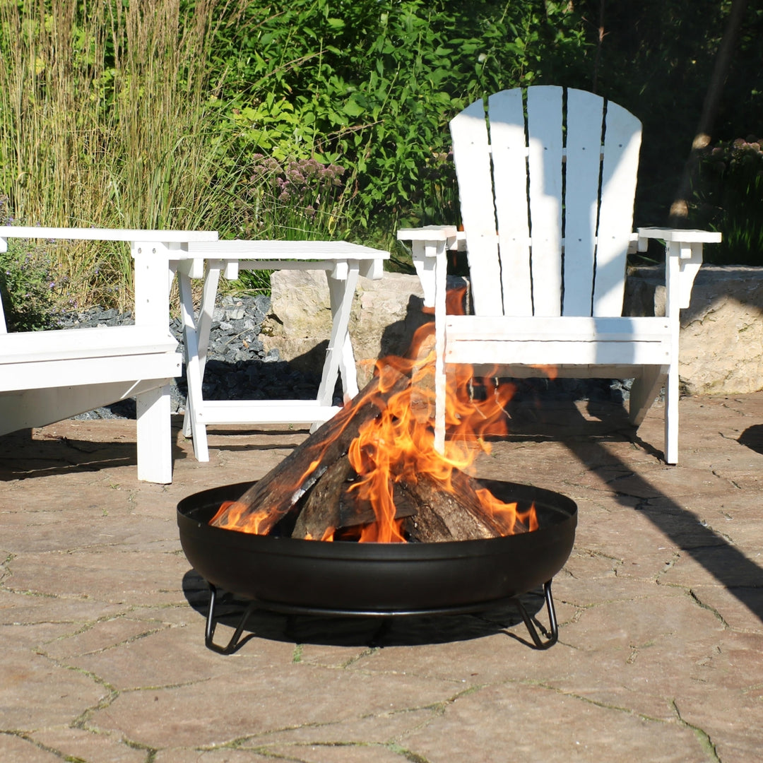 Sunnydaze 23 in Steel Wood-Burning Fire Pit Bowl with Stand - Black Image 4