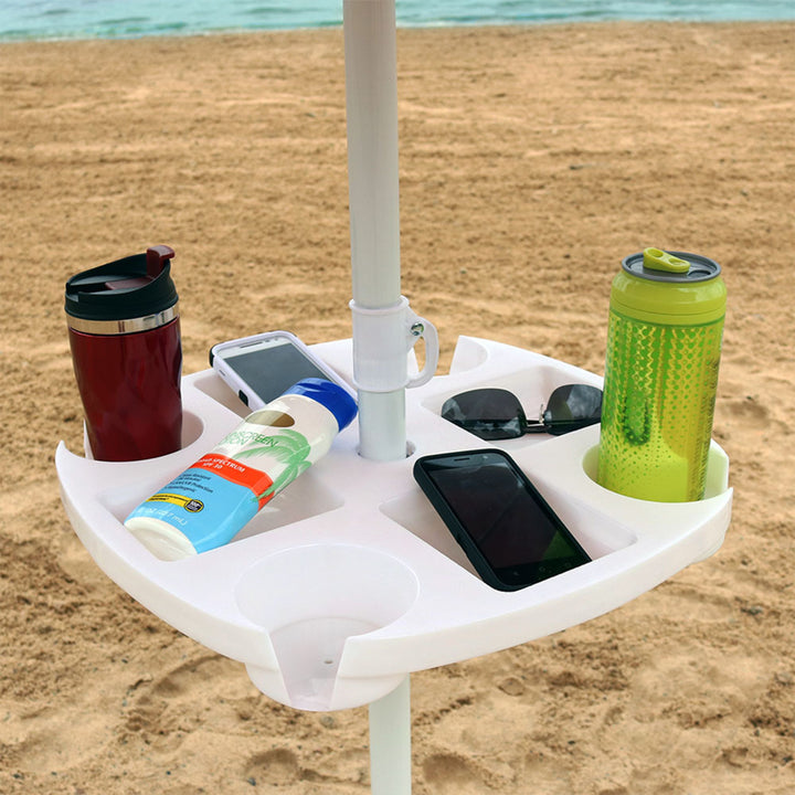 Sunnydaze Beach Umbrella Pole Drink and Snack Holder Table Image 3