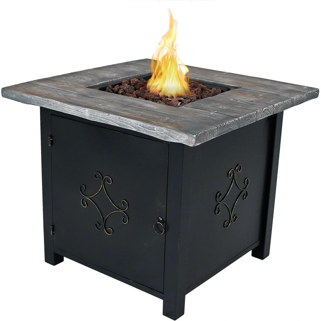 Sunnydaze 30 in Square MGO Propane Gas Fire Pit Table with Lava Rocks Image 1