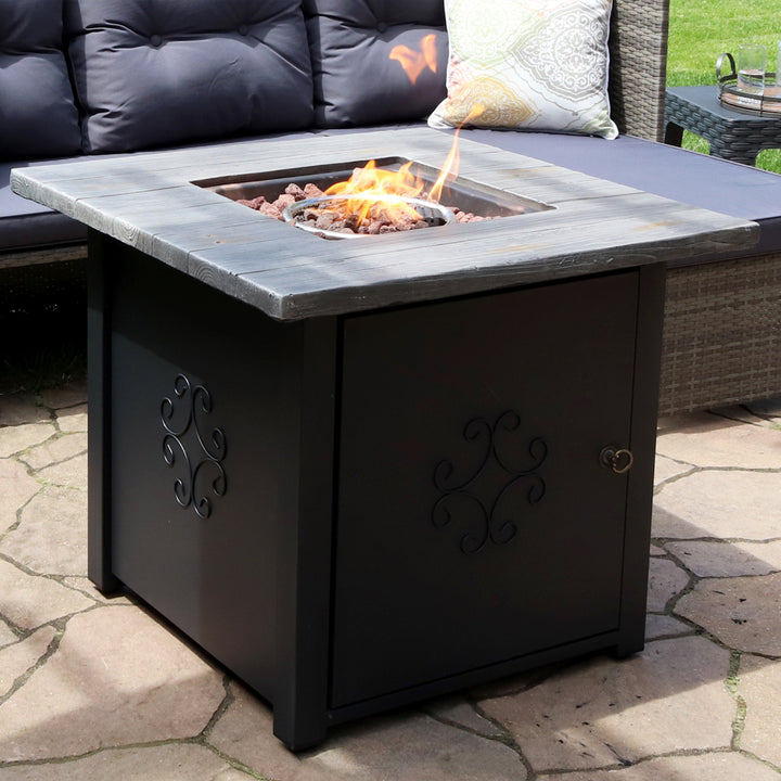 Sunnydaze 30 in Square MGO Propane Gas Fire Pit Table with Lava Rocks Image 4