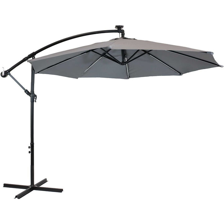 Sunnydaze 9.5 ft Solar Cantilever Offset Patio Umbrella - Smoke Image 1