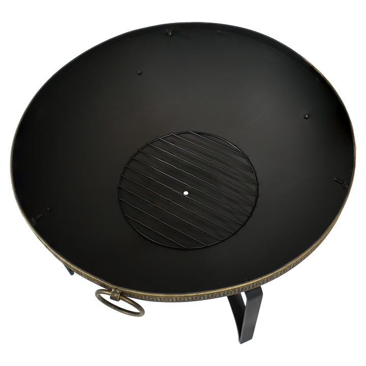 Sunnydaze 26 in Steel Outdoor Fire Bowl with Handles and Spark Screen Image 7