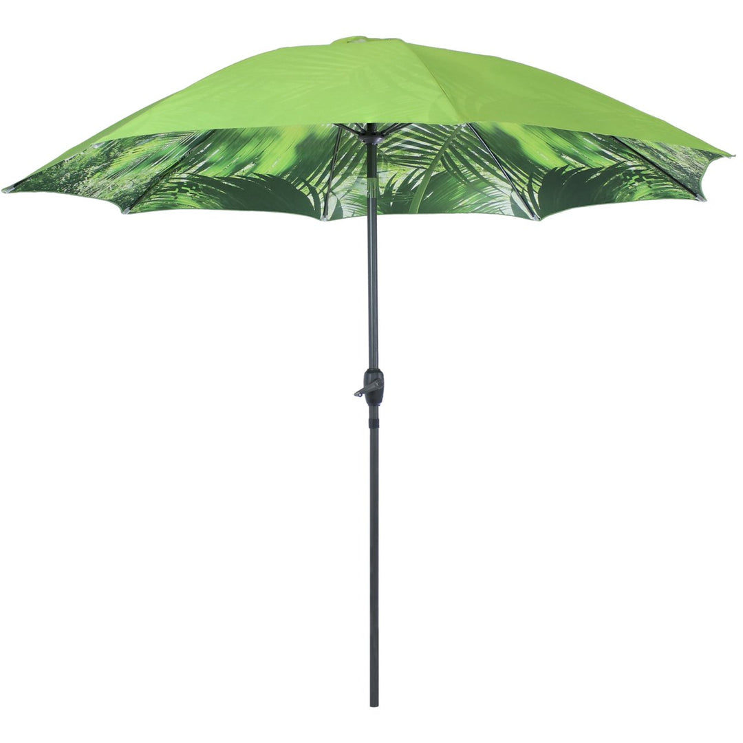 Sunnydaze 9 ft Aluminum Patio Umbrella with Tilt and Crank - Tropical Leaf Image 9