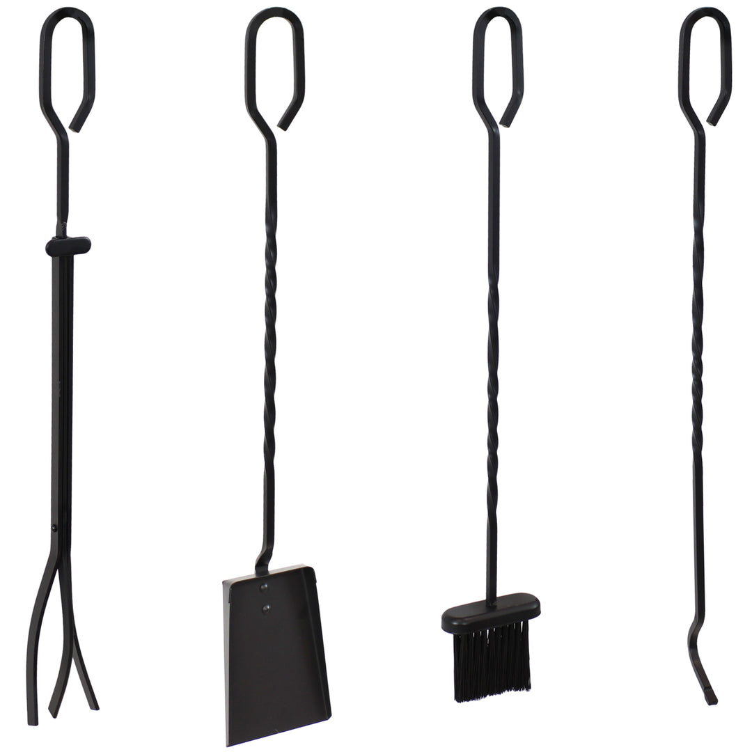 Sunnydaze 5-Piece Heavy-Duty Steel Fireplace Tool Set with Stand Image 5