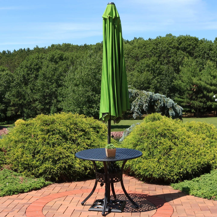 Sunnydaze 9 ft Aluminum Patio Umbrella with Tilt and Crank - Tropical Leaf Image 11