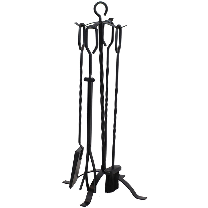 Sunnydaze 5-Piece Heavy-Duty Steel Fireplace Tool Set with Stand Image 8