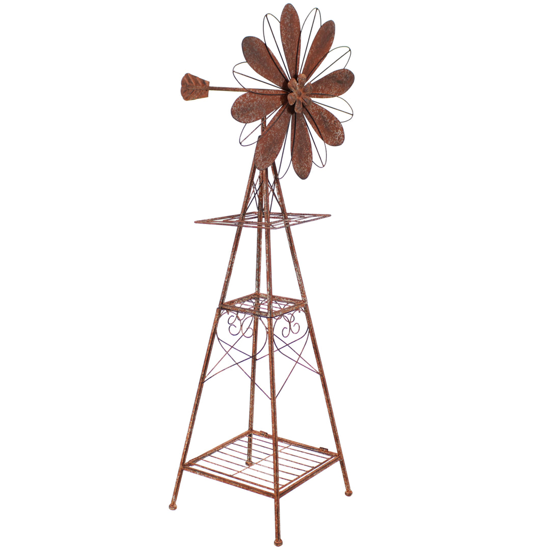 Sunnydaze Rustic Windmill Indoor/Outdoor Metal Garden Statue - 51 in Image 1