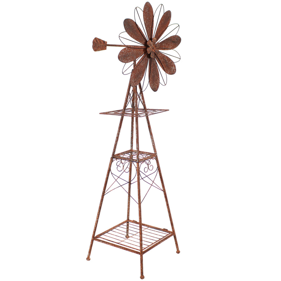 Sunnydaze Rustic Windmill Indoor/Outdoor Metal Garden Statue - 51 in Image 1