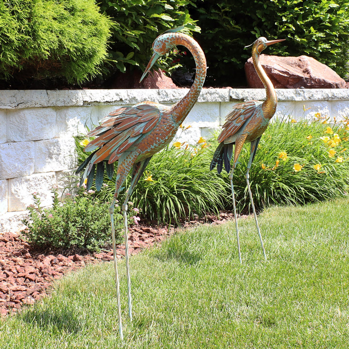 Sunnydaze Golden Crane Indoor/Outdoor Metal Garden Statue - Set of 2 Image 4