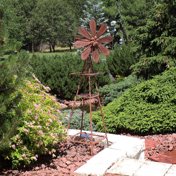 Sunnydaze Rustic Windmill Indoor/Outdoor Metal Garden Statue - 51 in Image 4