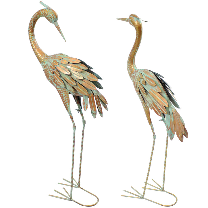 Sunnydaze Golden Crane Indoor/Outdoor Metal Garden Statue - Set of 2 Image 6