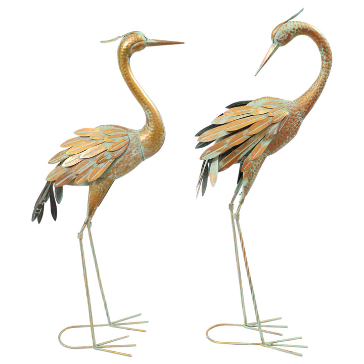 Sunnydaze Golden Crane Indoor/Outdoor Metal Garden Statue - Set of 2 Image 9