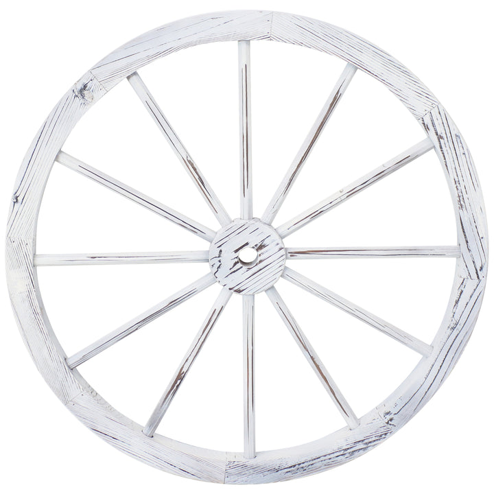 Sunnydaze Wagon Wheel Indoor/Outdoor Statue - 29 in - Set of 2 - White Image 6