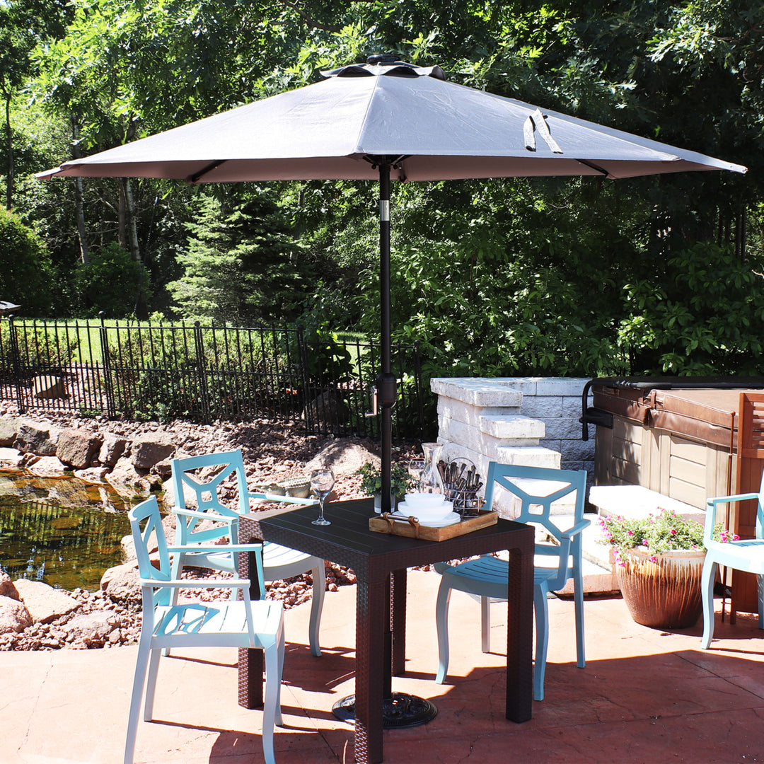 Sunnydaze 9 ft Solar Aluminum Patio Umbrella with Tilt and Crank - Gray Image 5