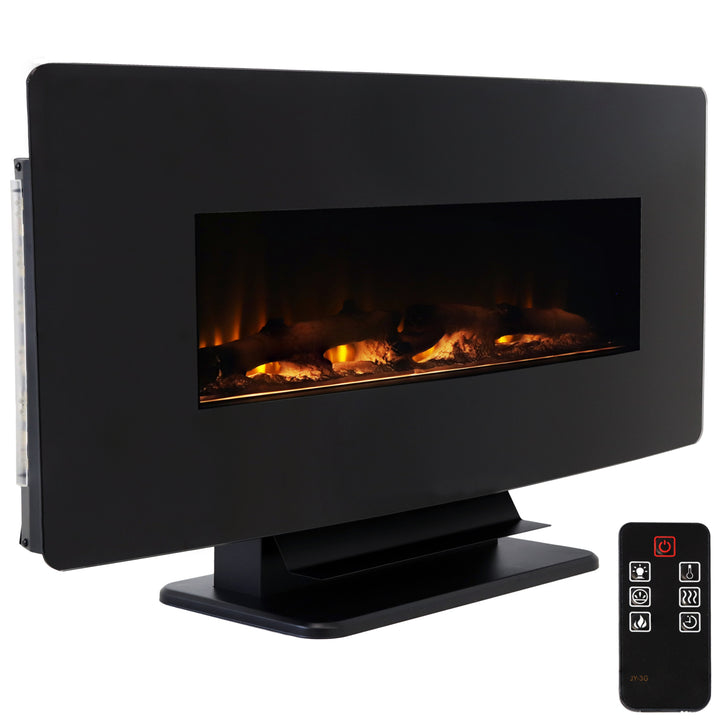 Sunnydaze 42 in Curved Face Wall Mount or Freestanding Electric Fireplace Image 1