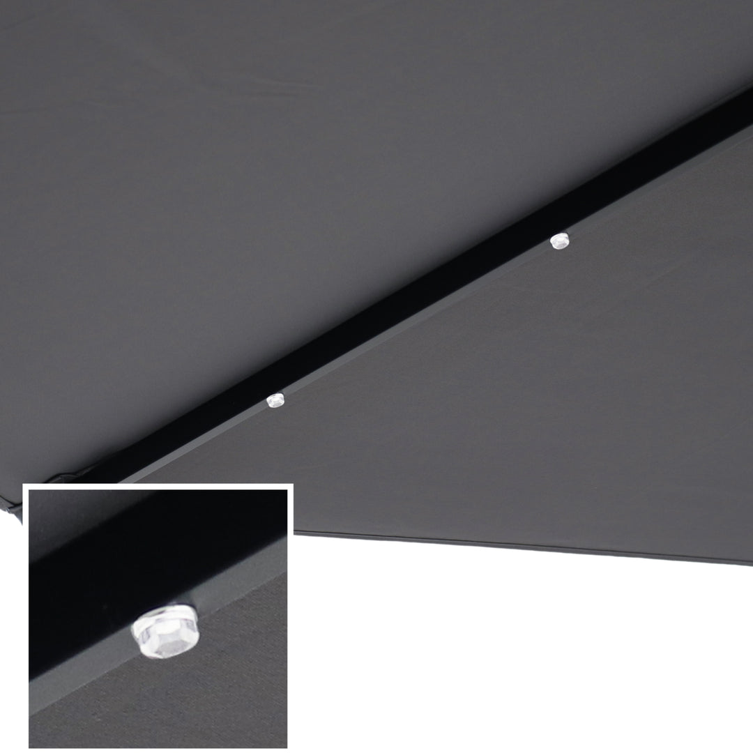 Sunnydaze 9 ft Solar Aluminum Patio Umbrella with Tilt and Crank - Gray Image 9