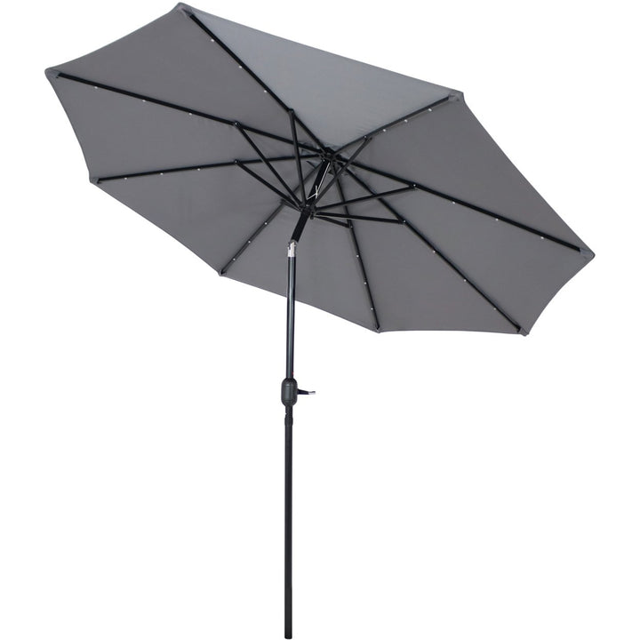 Sunnydaze 9 ft Solar Aluminum Patio Umbrella with Tilt and Crank - Gray Image 10