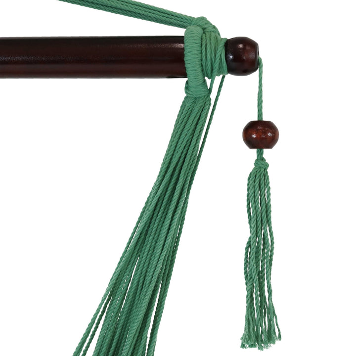 Sunnydaze Extra Large Polyester Rope Hammock Chair and Spreader Bar - Green Image 3