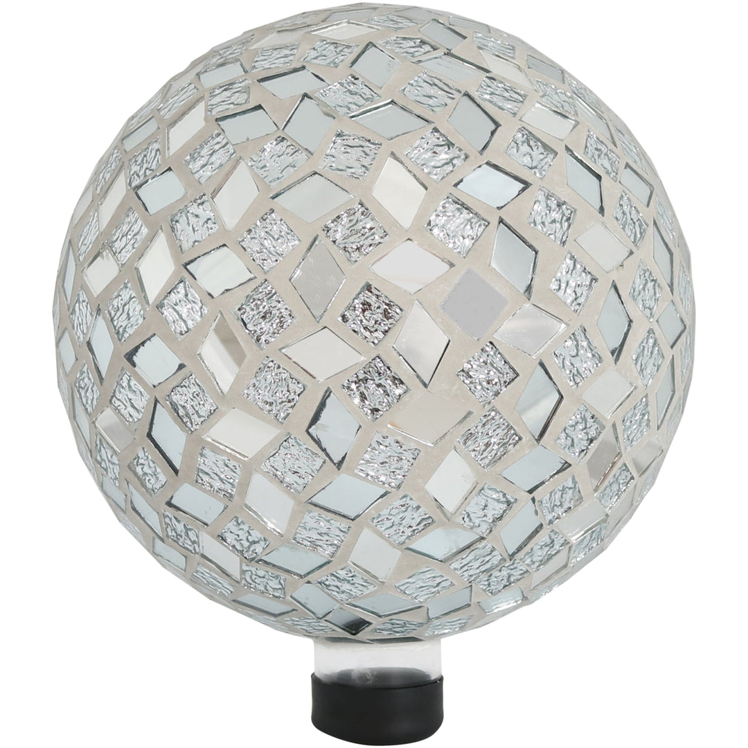 Sunnydaze Mirrored Diamond Mosaic Gazing Globe - 10 in - Gray Image 1