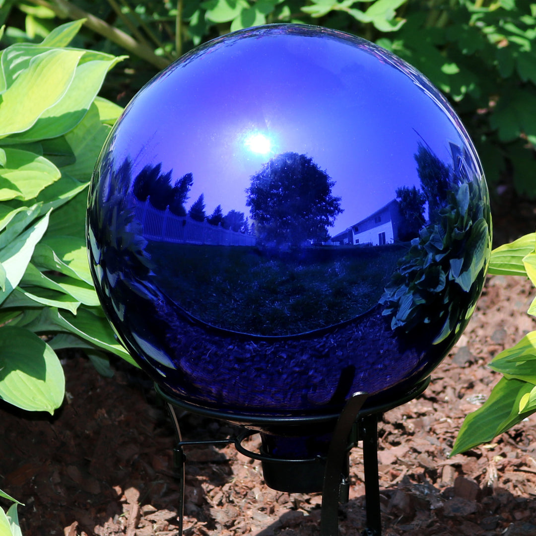 Sunnydaze Blue Mirrored Surface Gazing Globe - 10 in - Set of 2 Image 4