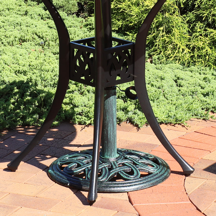 Sunnydaze 17 in Lattice Cast Iron Round Patio Umbrella Base - Black Image 4