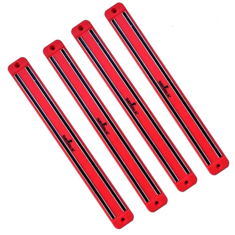 SiliSlick Magnetic Knife Rack Red 4 Inch Wall Mounted Space Saving Organizer Image 1