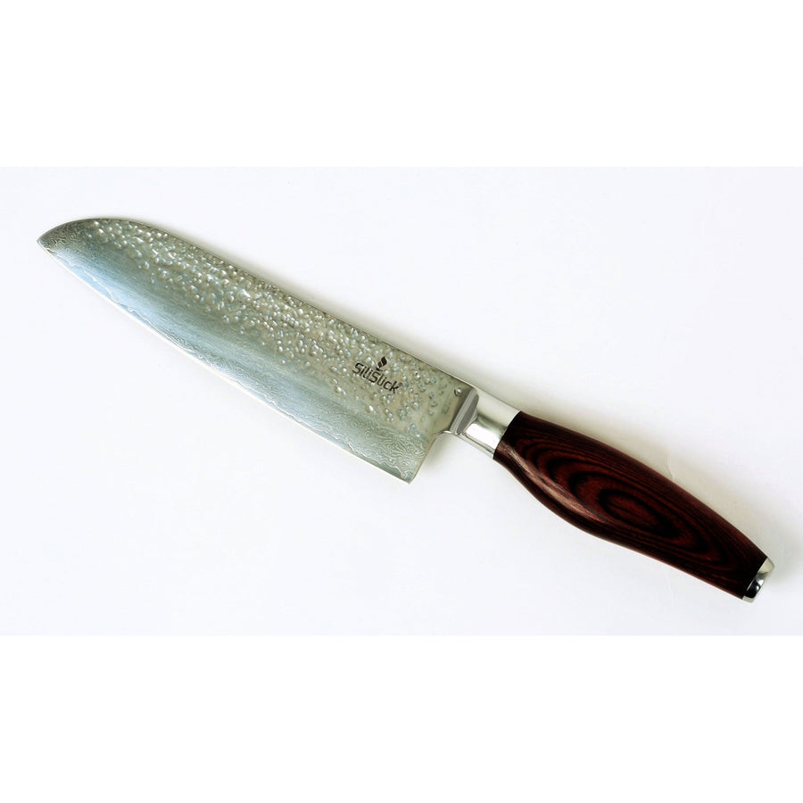 SiliSlick 7.25" VG10 Damascus Steel Santoku Knife Hammered Surface High Carbon Image 1