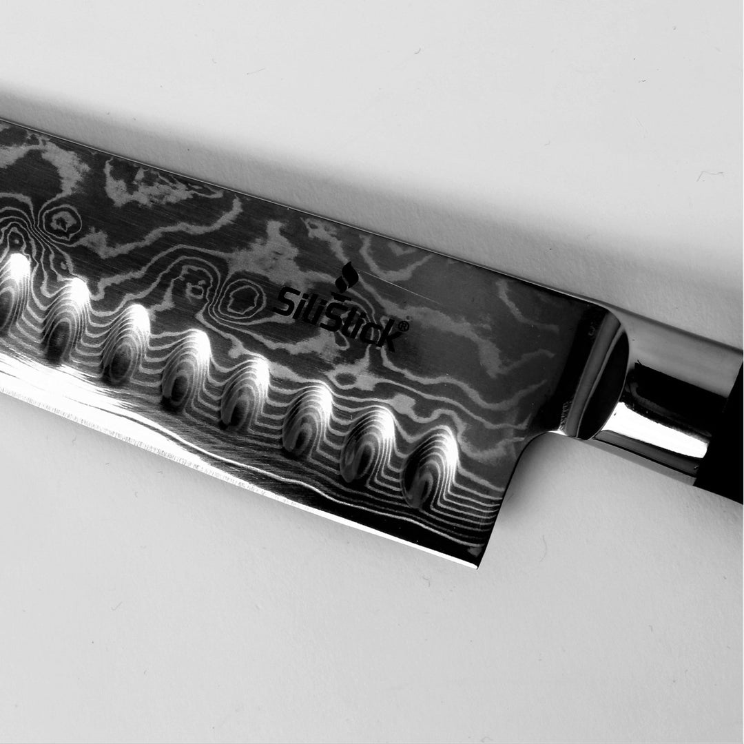 SiliSlick Damascus Stainless Steel Santoku Knife High Carbon Wave Design 67 Layers Image 5