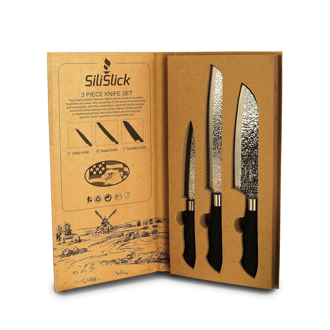 Embossed Hammered Blades 3 Piece Knife Set Image 1