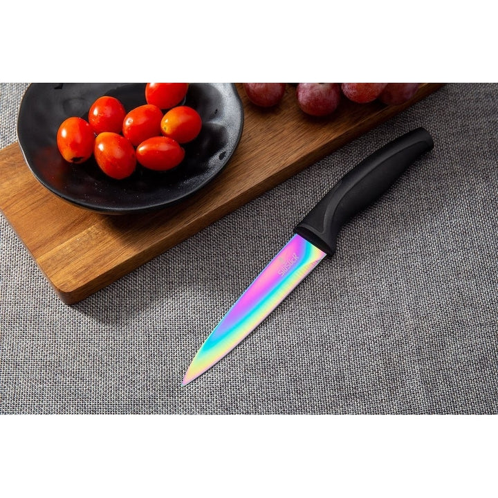 SiliSlick Stainless Steel Steak Knife Set 4 Black Handles Titanium Coated Image 3