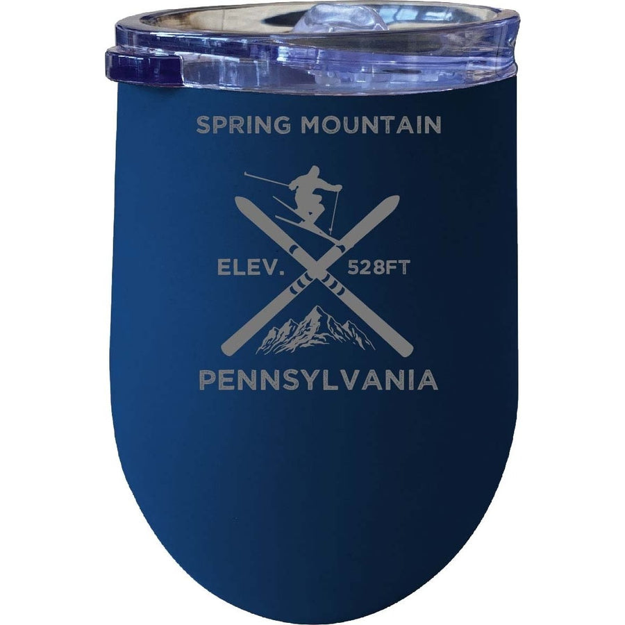 Spring Mountain Pennsylvania Ski Souvenir 12 oz Laser Etched Insulated Wine Stainless Steel Tumbler Image 1