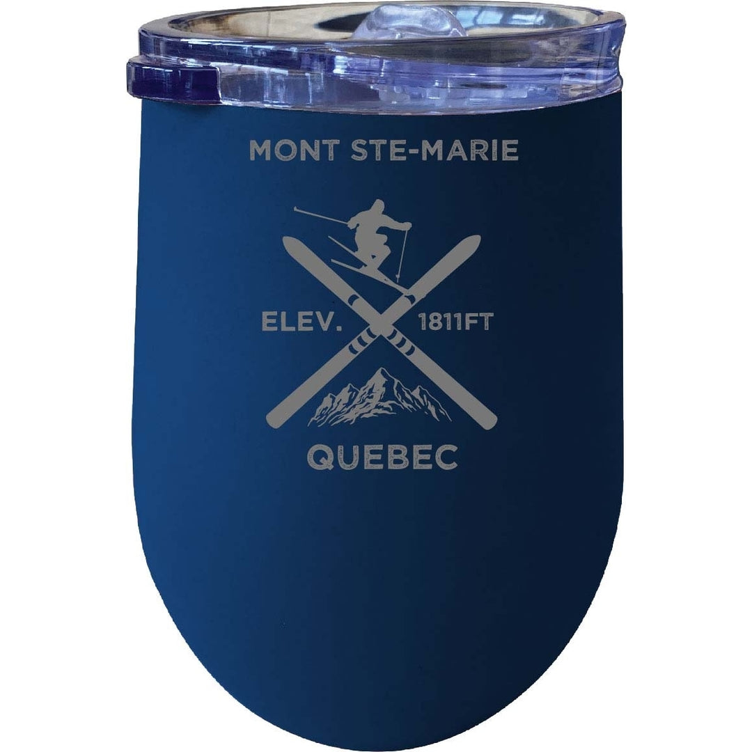 Mont Ste-Marie Quebec Ski Souvenir 12 oz Laser Etched Insulated Wine Stainless Steel Tumbler Image 1