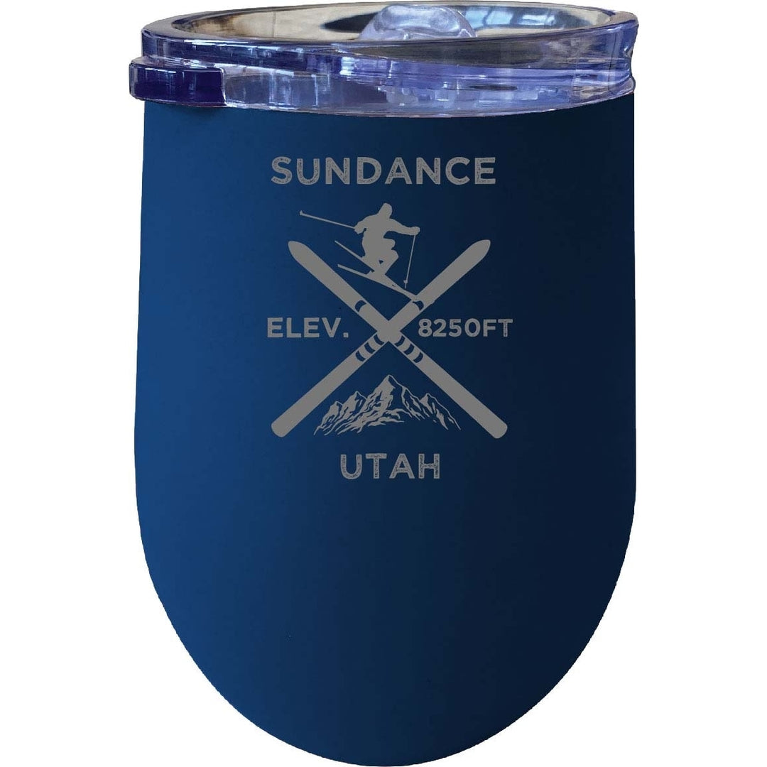 Sundance Utah Ski Souvenir 12 oz Laser Etched Insulated Wine Stainless Steel Tumbler Image 1