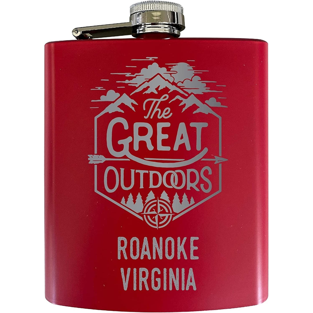 Roanoke Virginia Laser Engraved Explore the Outdoors Souvenir 7 oz Stainless Steel Flask Image 2