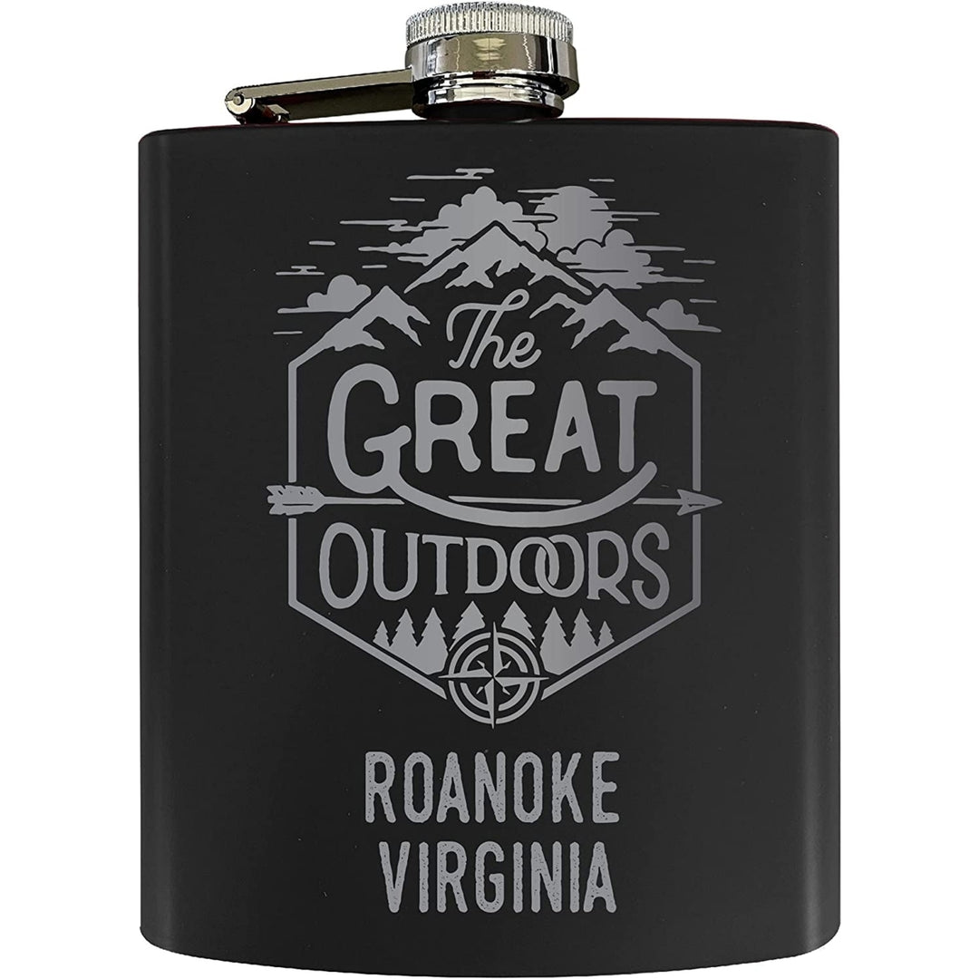 Roanoke Virginia Laser Engraved Explore the Outdoors Souvenir 7 oz Stainless Steel Flask Image 3