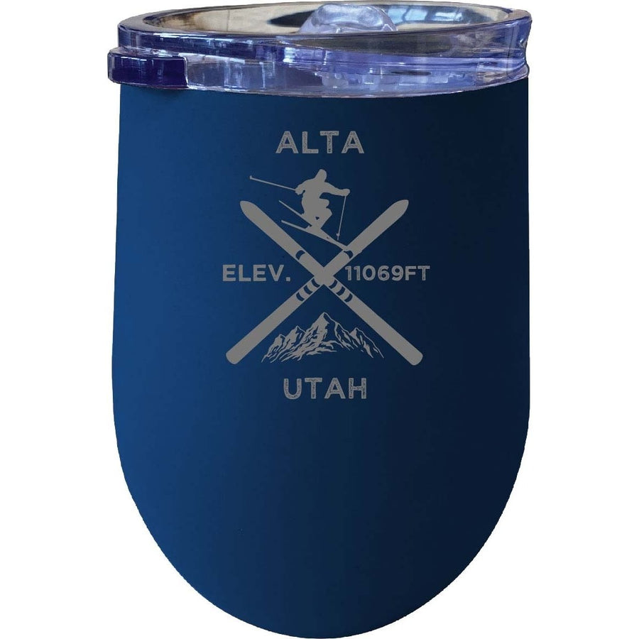 Alta Utah Ski Souvenir 12 oz Laser Etched Insulated Wine Stainless Steel Tumbler Image 1