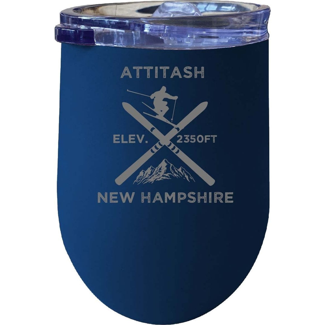 Attitash Hampshire Ski Souvenir 12 oz Laser Etched Insulated Wine Stainless Steel Tumbler Image 1