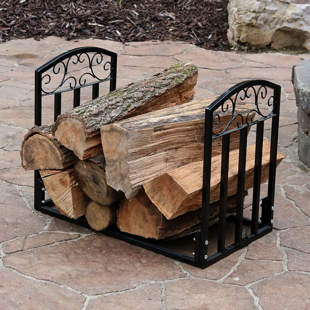 Sunnydaze 2 ft Designer Steel Firewood Log Rack - Black Image 2