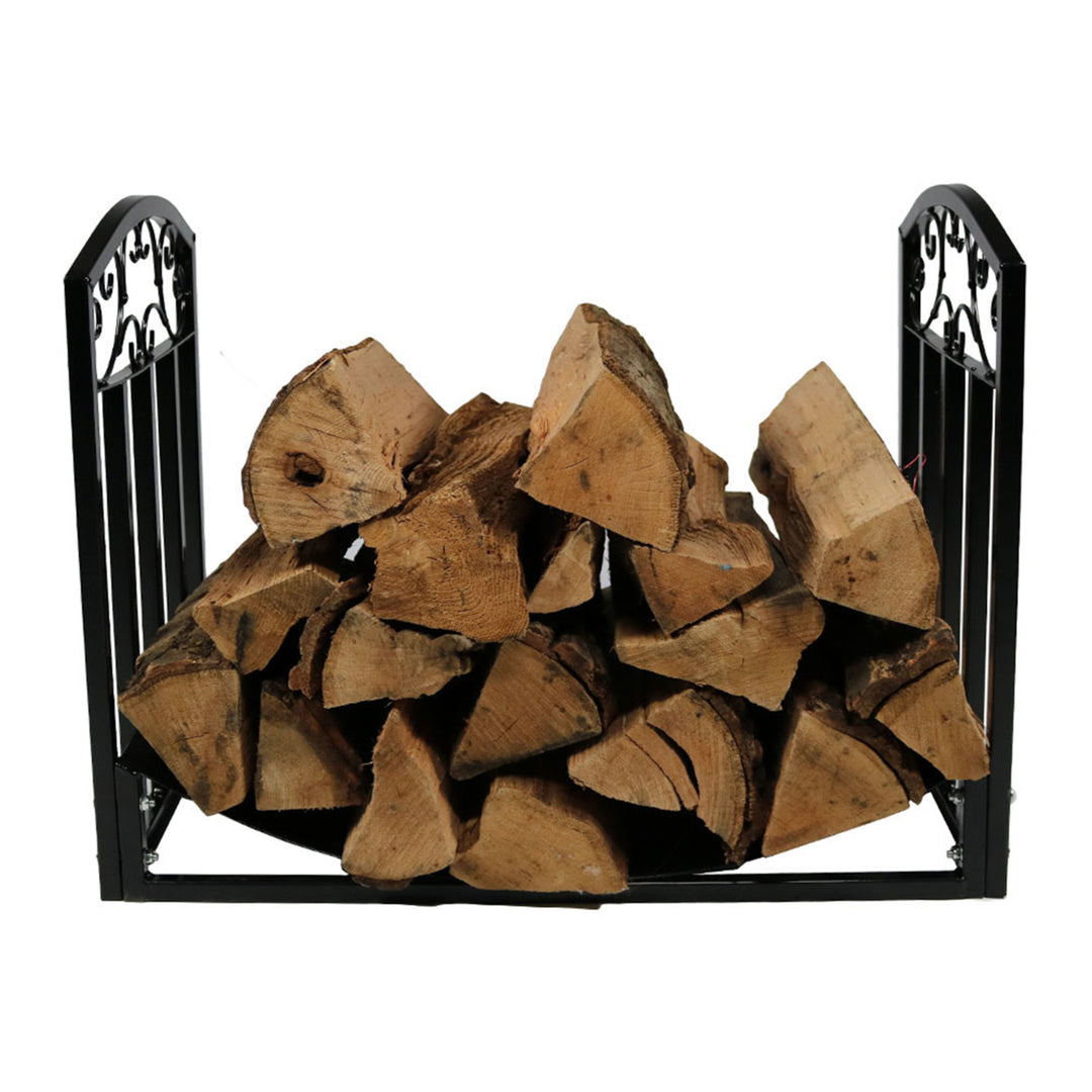 Sunnydaze 2 ft Designer Steel Firewood Log Rack - Black Image 6