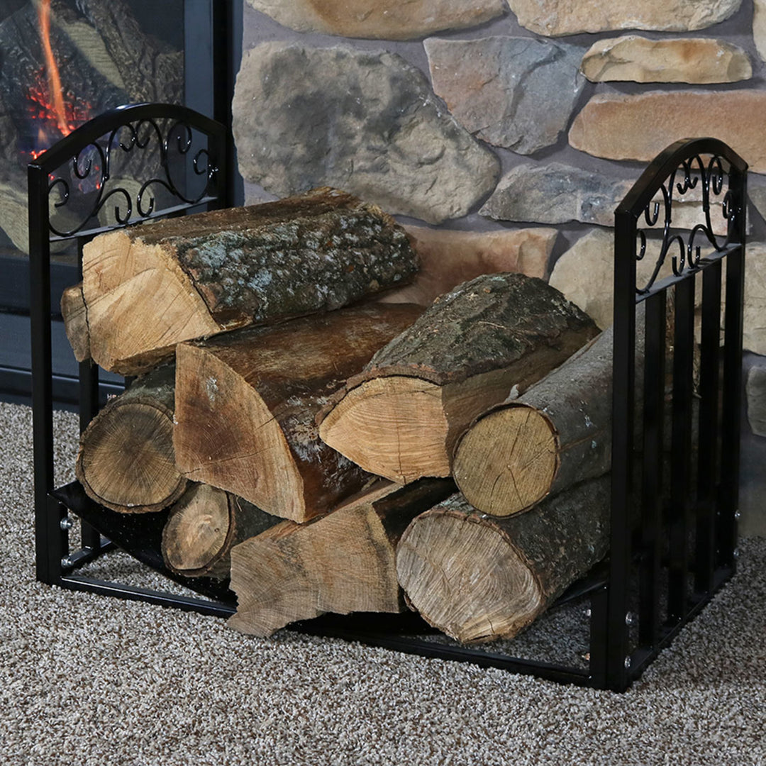 Sunnydaze 2 ft Designer Steel Firewood Log Rack - Black Image 7