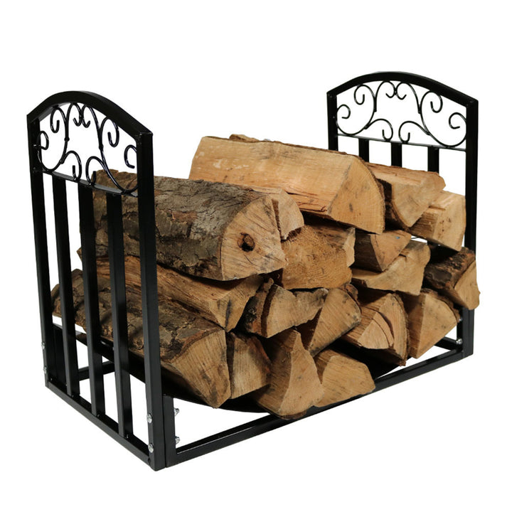 Sunnydaze 2 ft Designer Steel Firewood Log Rack - Black Image 8