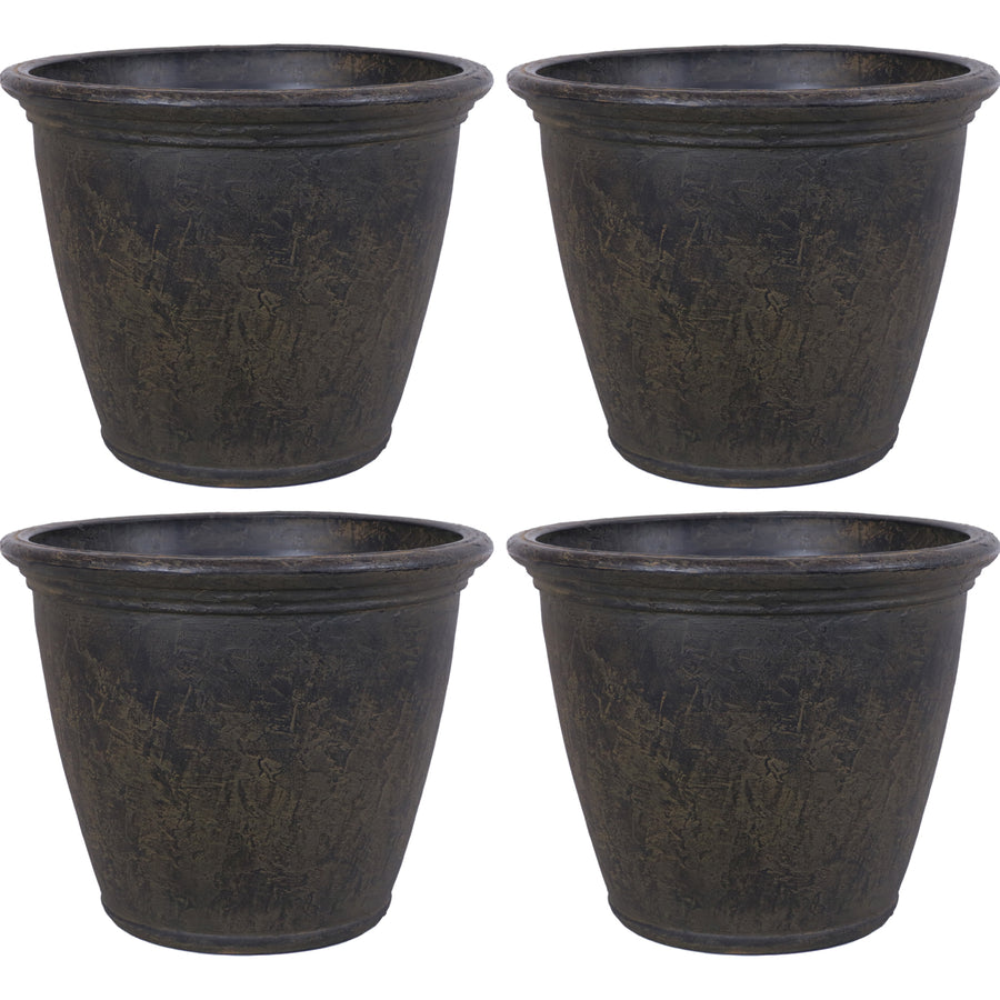 Sunnydaze 24 in Anjelica Unbreakable Polyresin Planter - Sable - Set of 4 Image 1