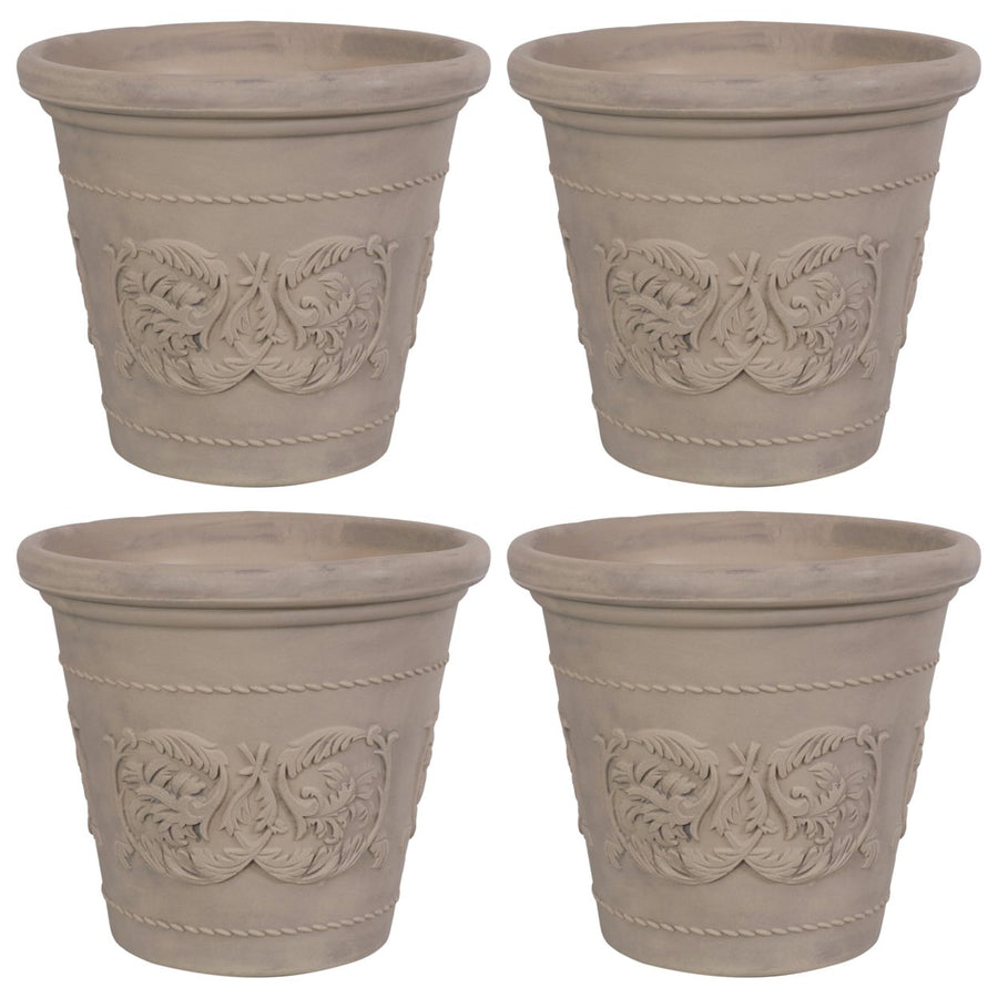 Sunnydaze 19.5 in Arabella Polyresin Outdoor Planter - Beige - Set of 4 Image 1