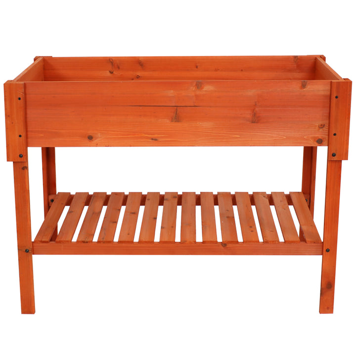 Sunnydaze Stained Wooden Raised Garden Bed Planter Box with Shelf - 42 in Image 9