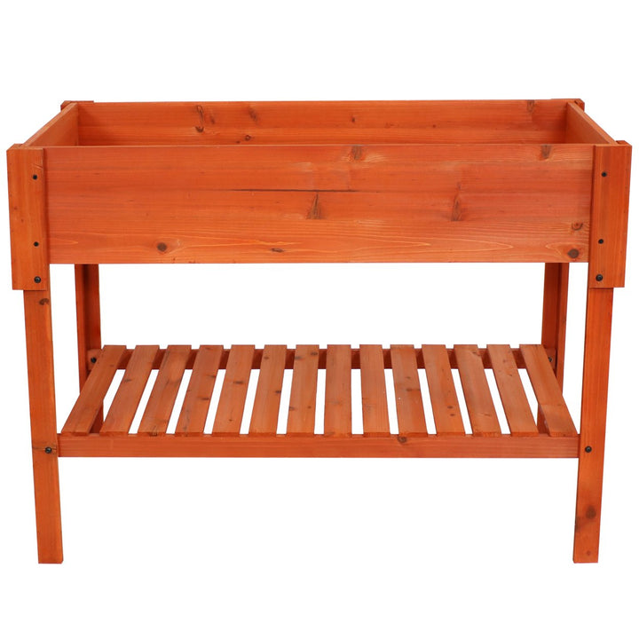 Sunnydaze Stained Wooden Raised Garden Bed Planter Box with Shelf - 42 in Image 10