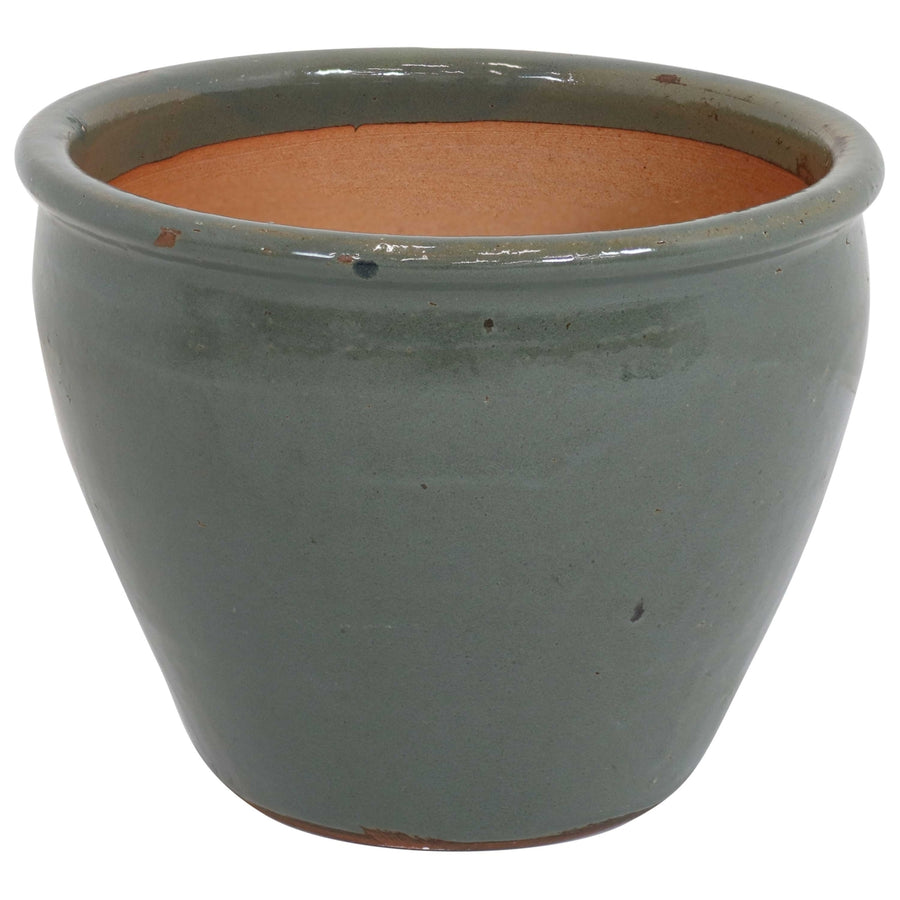 Sunnydaze 15 in Chalet High-Fired Glazed Ceramic Planter - Gray Image 1