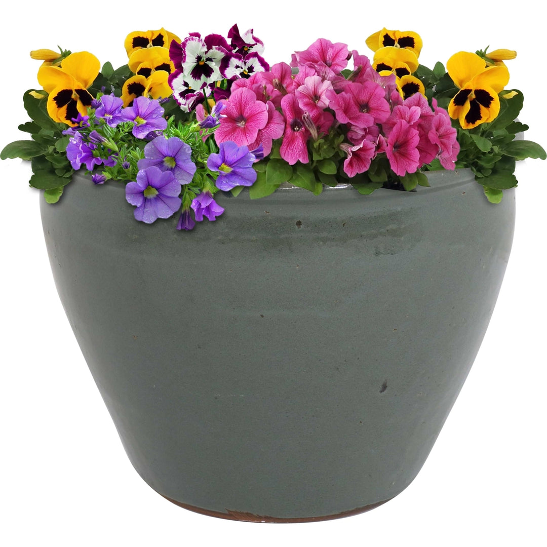 Sunnydaze 15 in Chalet High-Fired Glazed Ceramic Planter - Gray Image 5