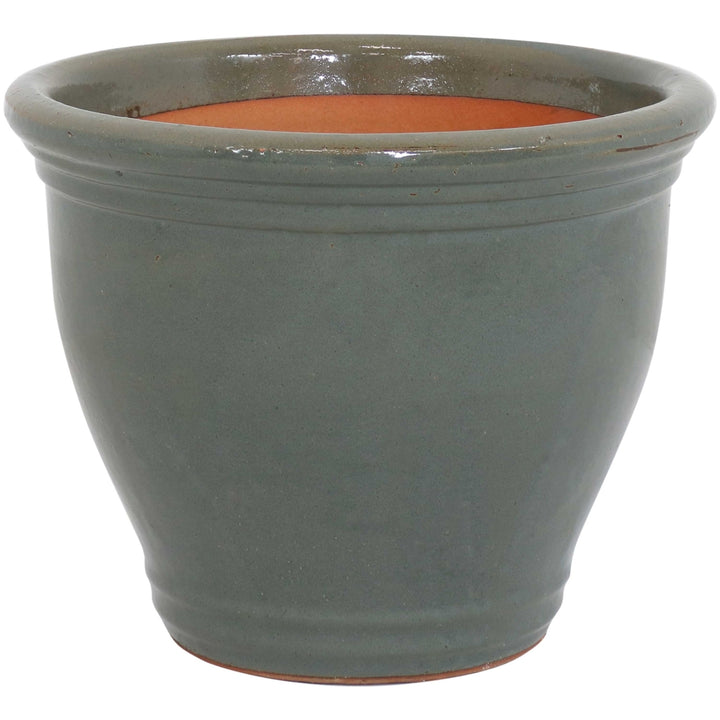 Sunnydaze 15 in Studio High-Fired Glazed Ceramic Planter - Gray Image 1