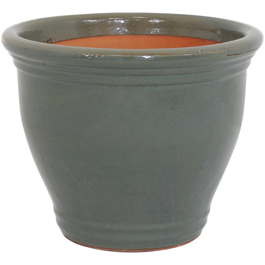 Sunnydaze 15 in Studio High-Fired Glazed Ceramic Planter - Gray Image 1